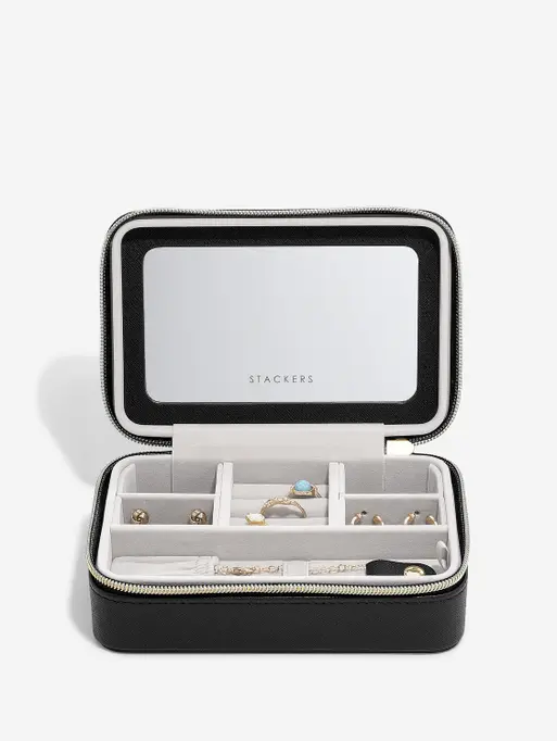 Black Raffia Luxury Travel Jewellery Box