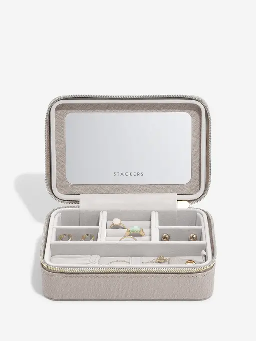 Taupe Raffia Luxury Travel Jewellery Box