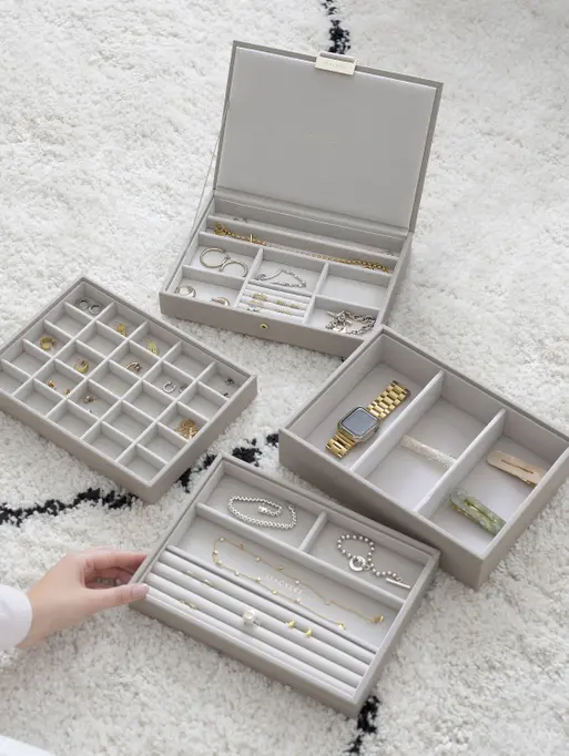 Taupe Woven Classic Jewellery Box Set of 4
