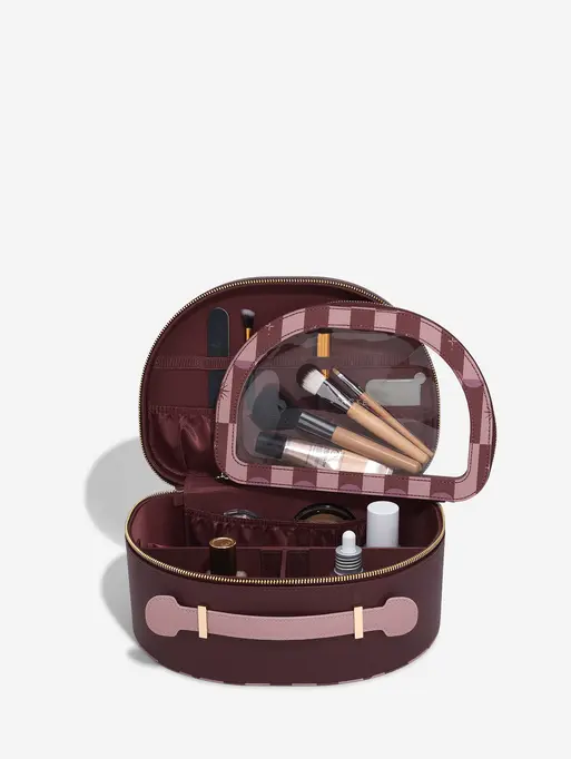 Burgundy Chequered Star Vanity Case