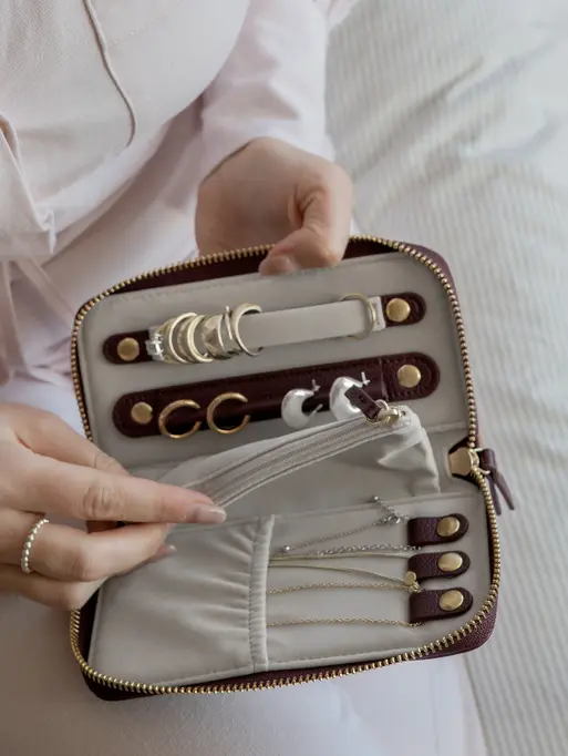 Burgundy Mini Jewellery Roll