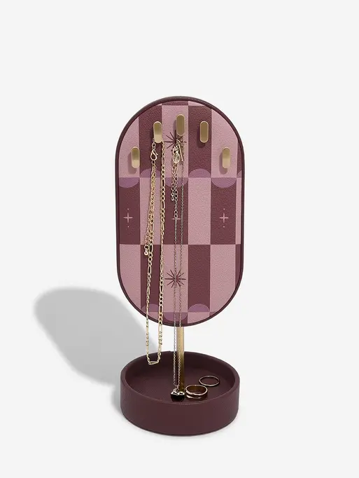 Burgundy Chequered Star Neckace Display Stand