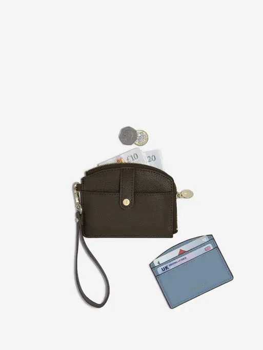 Chocolate and Blue Stripe Purse