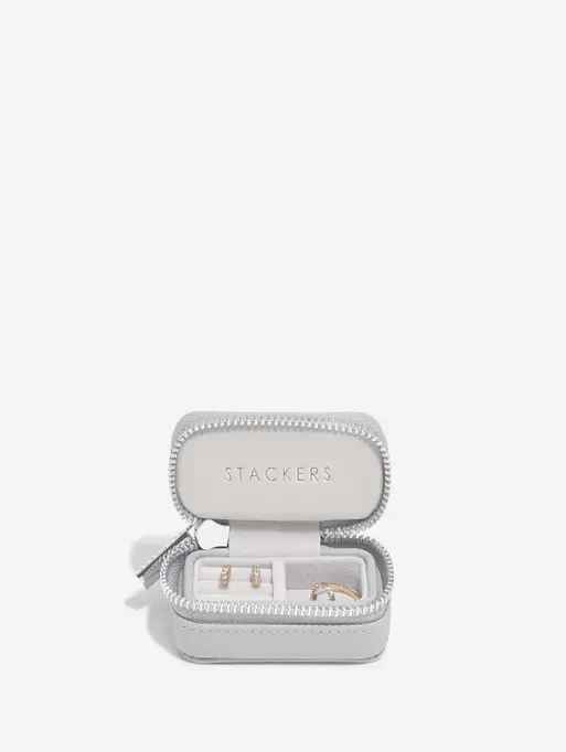 Pebble Grey Petite Zipped Jewellery Box