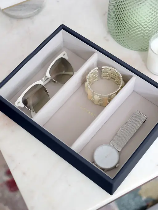 Szkatułka na biżuterię Stackers Pebble 3 komorowa classic granatowa