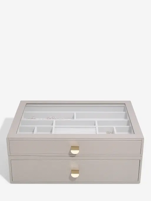 Szkatułka na biżuterię Stackers supersize taupe z 2 szufladami