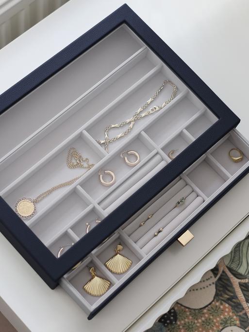 Navy Pebble Supersize Jewellery Box Display Drawer