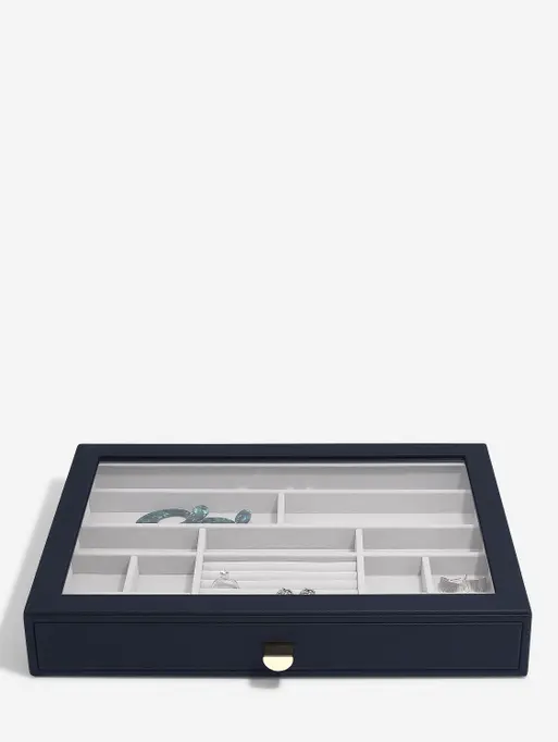 Navy Pebble Supersize Jewellery Box Display Drawer