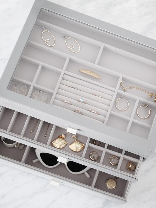 Pebble Grey Supersize Jewellery Box (with drawers)