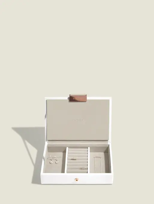 White & Rose Gold Mini Jewellery Box Lid