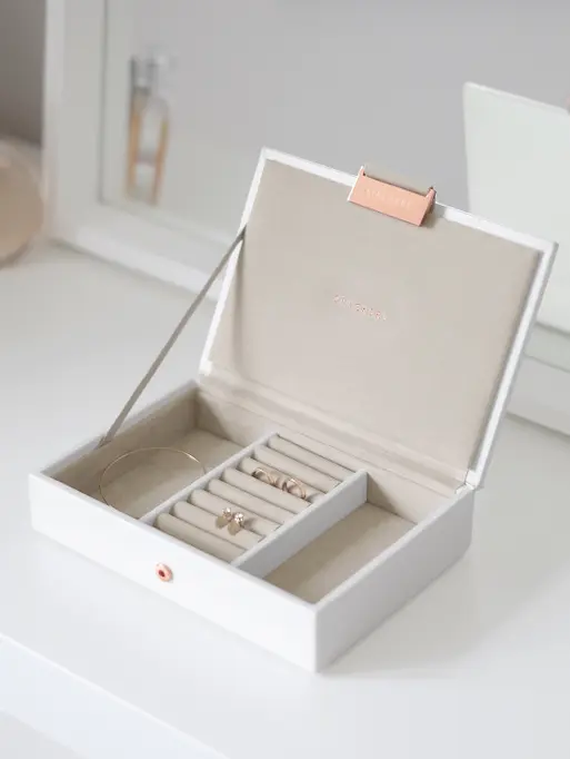 White & Rose Gold Mini Jewellery Box Lid