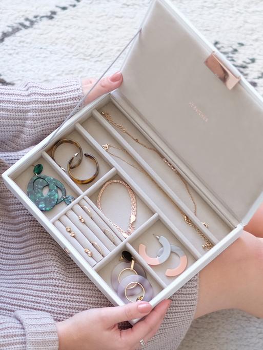 White & Rose Gold Classic Jewellery Box Lid