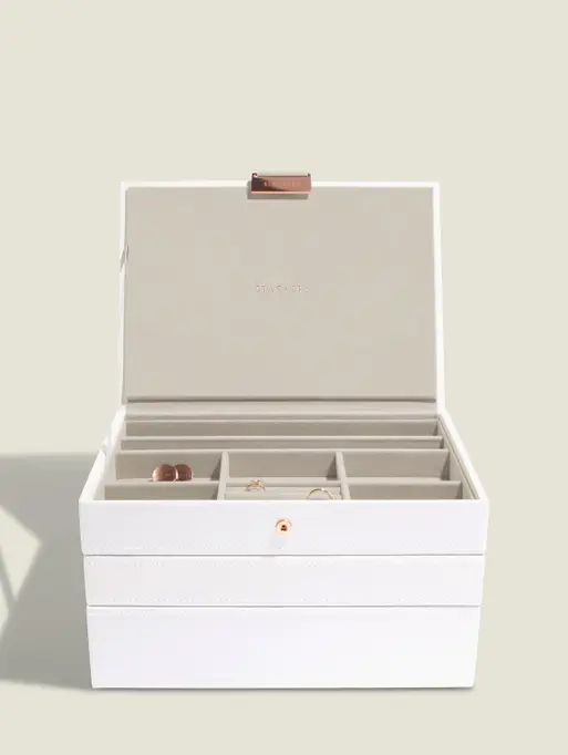White & Rose Gold Classic Jewellery Box