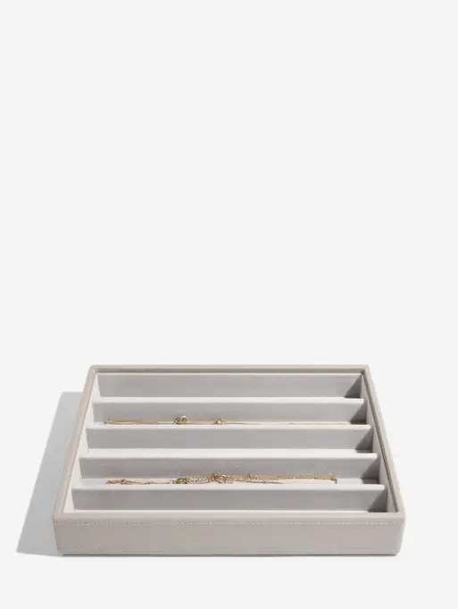 Szkatułka na biżuterię Stackers pięciokomorowa classic materiał syntetyczny taupe