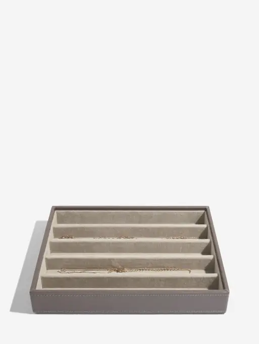 Szkatułka na biżuterię Stackers pięciokomorowa classic materiał syntetyczny szara