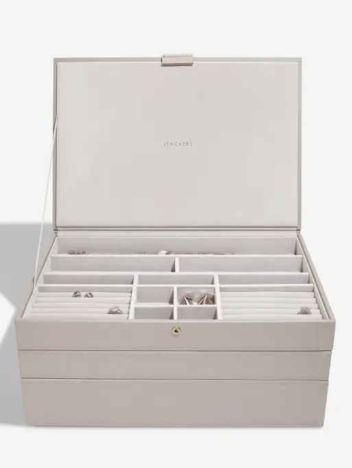 Szkatułka na biżuterię Stackers potrójna supersize taupe