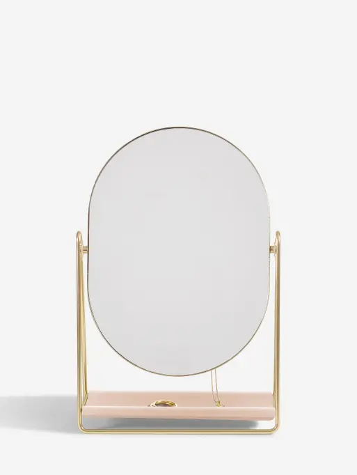 Blush & Gold Dressing Table Mirror & Jewellery Stand