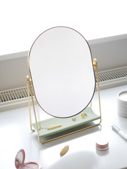 Sage Green & Gold Dressing Table Mirror & Jewellery Stand