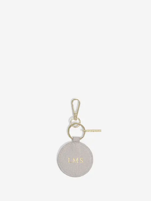 Personalised Taupe Round Keyring