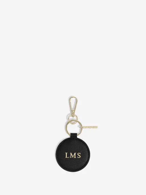 Personalised Black Round Keyring