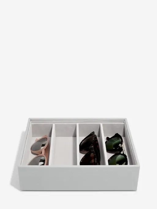 Pudełko na okulary Stackers Classic 4 komorowe kamienna szarość