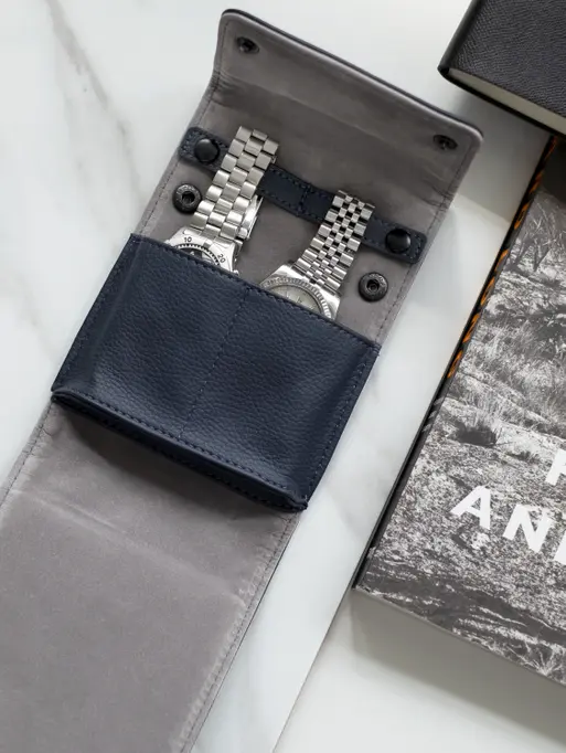 Etui na zegarki Stackers Pebble granatowe podwójne