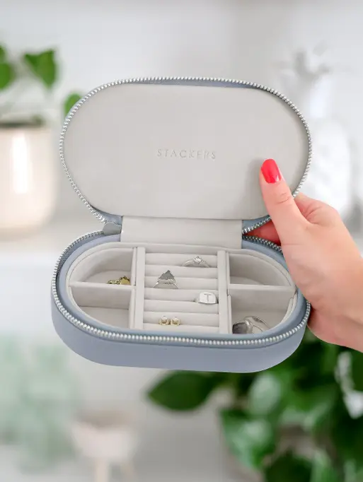 Lavender Oval Zipped Jewellery Box