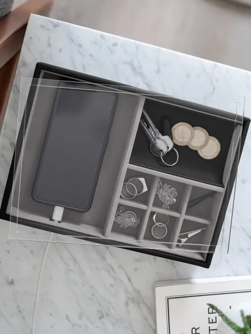 Black Pebble Valet & Acrylic Lid