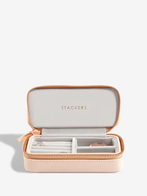 Blush Pink Medium Zipped Travel Jewellery Box