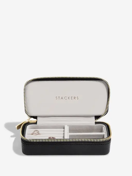 Black Medium Zipped Travel Jewellery Box