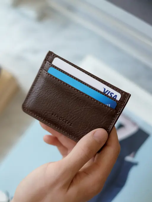 Etui na dowód osobisty Stackers brązowe