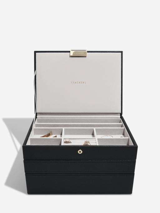 Black Classic Jewellery Box Set of 3