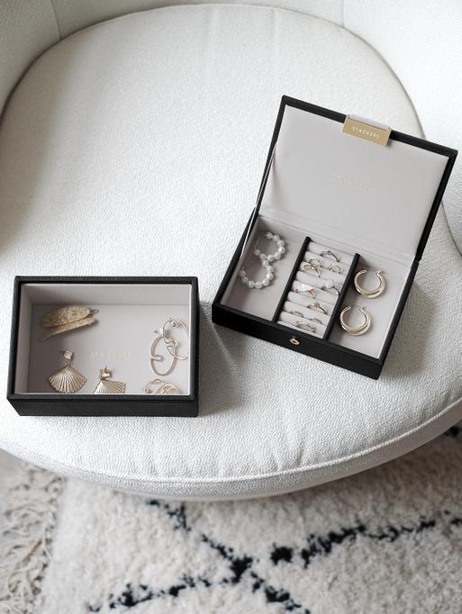 Black Mini Jewellery Box Set of 2
