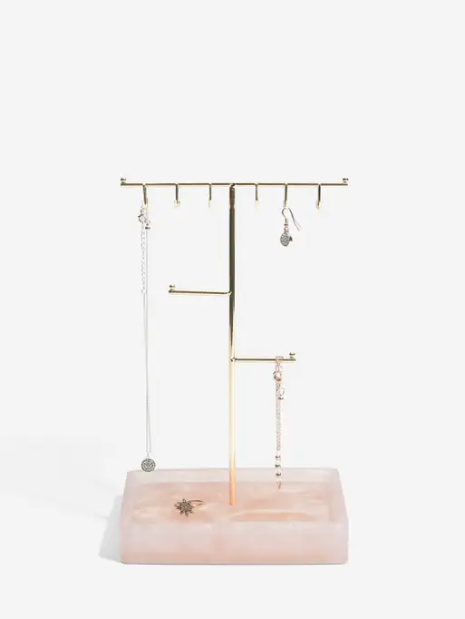 Large Rose Quartz Effect T-Bar Jewellery Stand