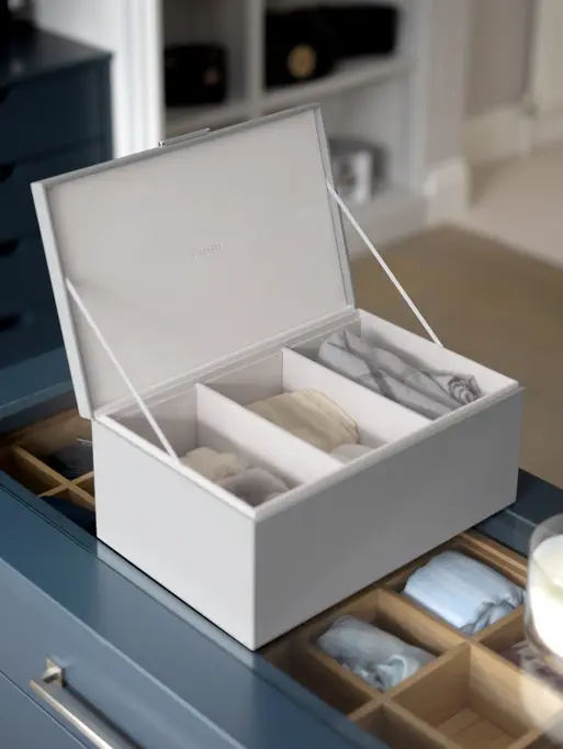 Pebble Grey & Chrome Medium Storage Box