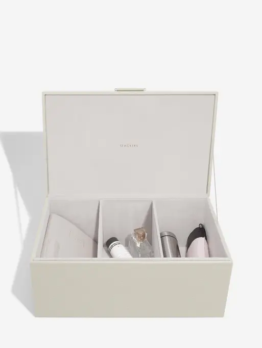 Oatmeal & Brushed Gold Medium Storage Box