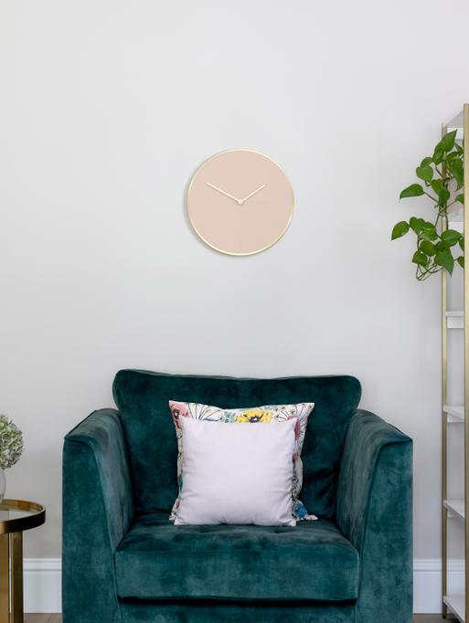 Blush Pink & Brushed Gold PU Clock