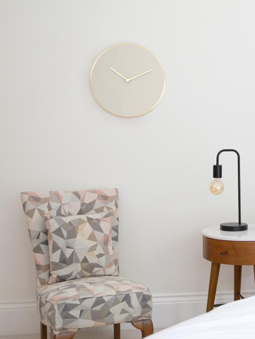 Oatmeal & Brushed Gold PU Clock