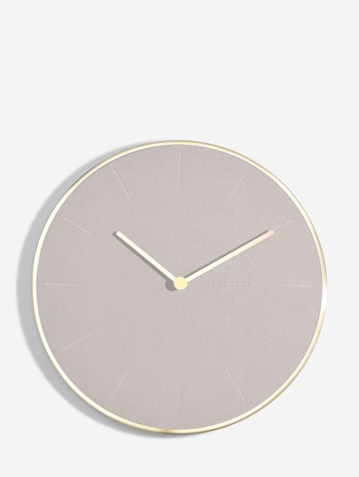 Taupe & Brushed Gold PU Clock