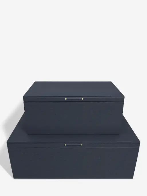 Navy & Gold Set of 2 Storage Boxes