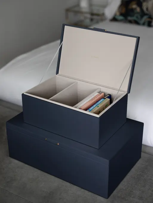 Navy & Gold Set of 2 Storage Boxes
