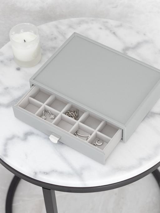 Szkatułka na biżuterię Stackers Pebble 15 komorowa classic kamienna szarość z szufladą