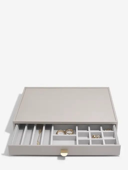 Szkatułka na biżuterię Stackers 19 komorowa supersize taupe z szufladą