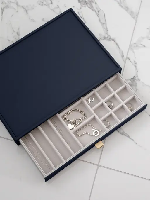 Navy Pebble Supersize All In One Jewellery Drawer Layer