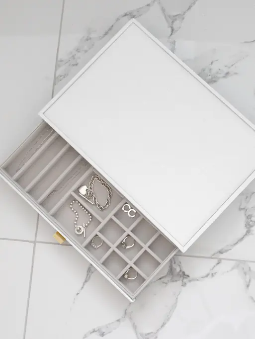Szkatułka na biżuterię Stackers Pebble 19 komorowa supersize biała z szufladą