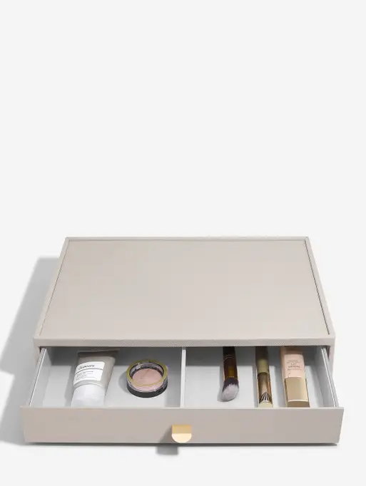 Organizer na kosmetyki Stackers supersize taupe z szufladą z podziałką