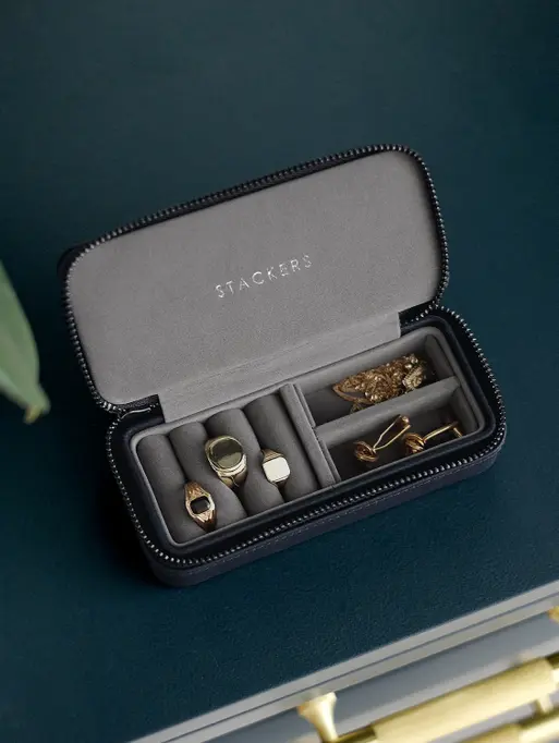 Pudełko podróżne na biżuterię Travel Medium Stackers Pebble granatowe
