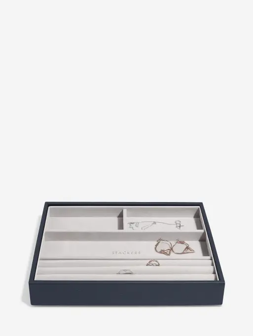 Szkatułka na biżuterię Stackers Pebble 4 komorowa classic granatowa