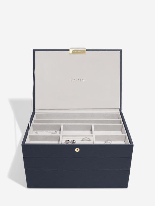 Navy Pebble Classic Jewellery Box