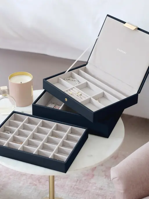 Navy Pebble Classic Jewellery Box